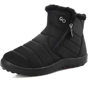 Black winter snow boots